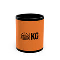 Burger KG Black Ceramic Mug – Bold Orange Coffee Cup for Foodies