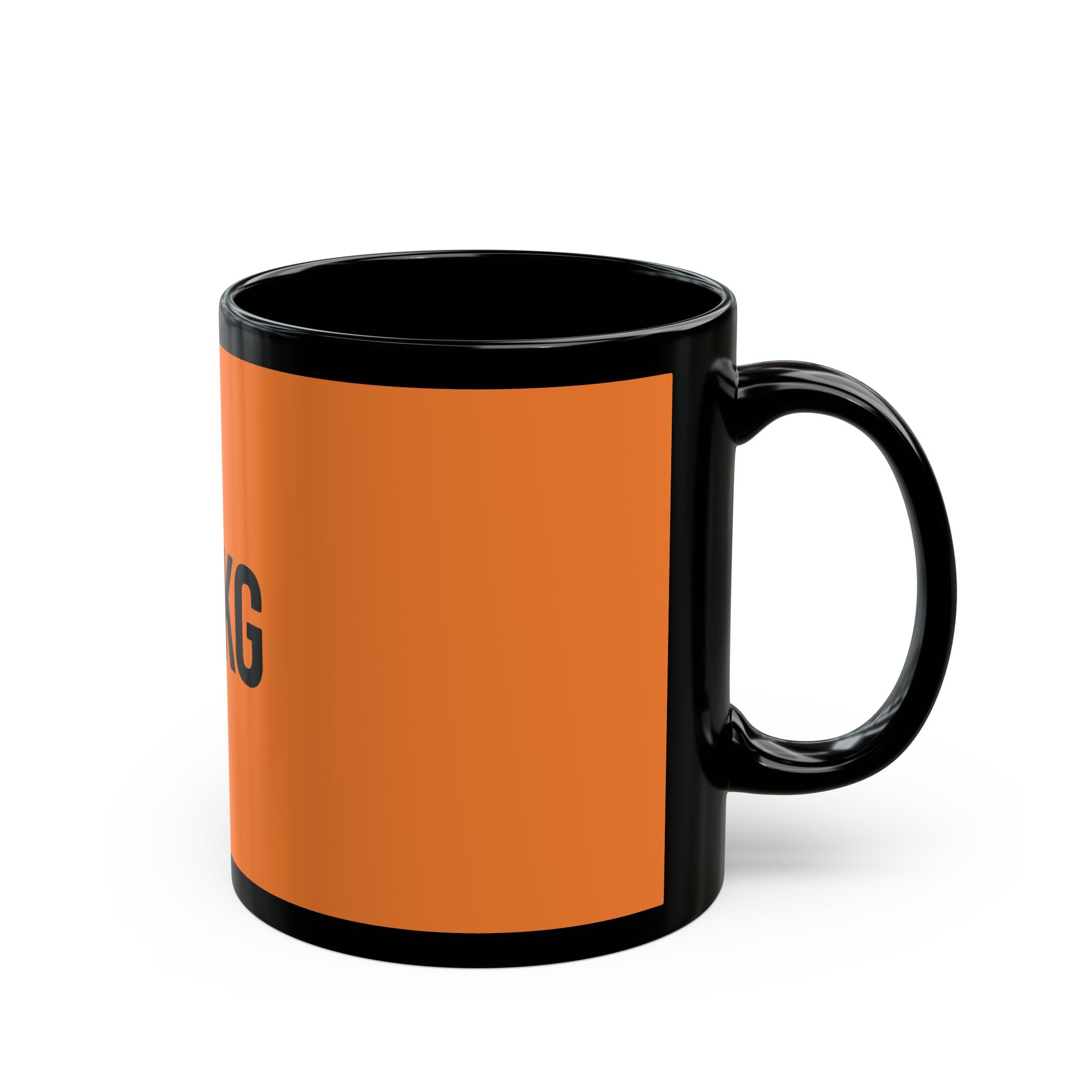 Burger KG Black Ceramic Mug – Bold Orange Coffee Cup for Foodies